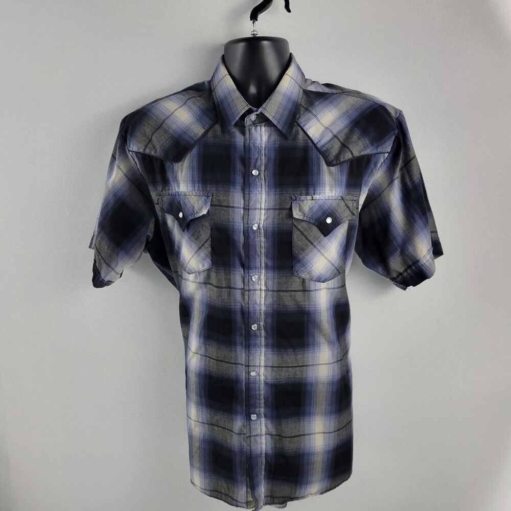 Ely Cattleman short sleeve button down shirt Blue plaid mens XL‎ 2990